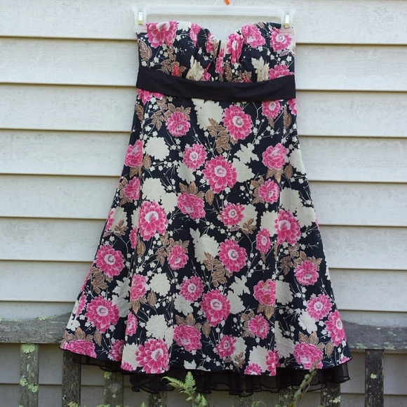 Charlotte Russe Dresses & Skirts - Charlotte Russe Juniors Floral Cotton Strapless Sweetheart Party Dress 7